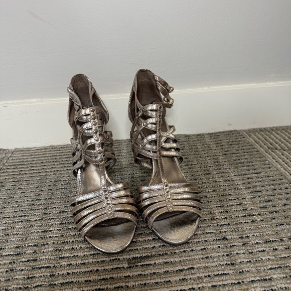 Isola Silver Gold Bronze Strappy Heels with Studs - Picture 4 of 7